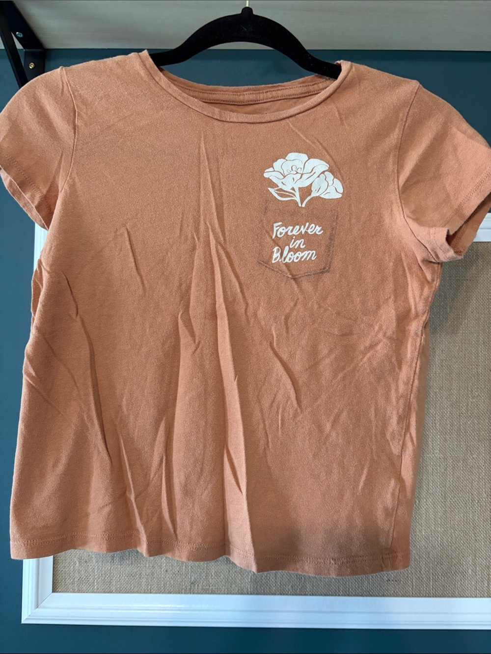 Old Navy Girls' Rust Orange Floral Pocket Tee